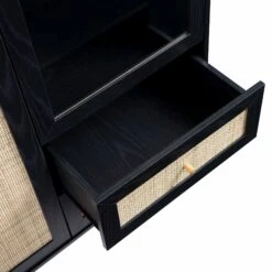 Frances Woven Rattan Display Cabinet, Black 24 Frances Woven Rattan Display Cabinet, Black -Daals Store FT CAB 01 BLACK detail4
