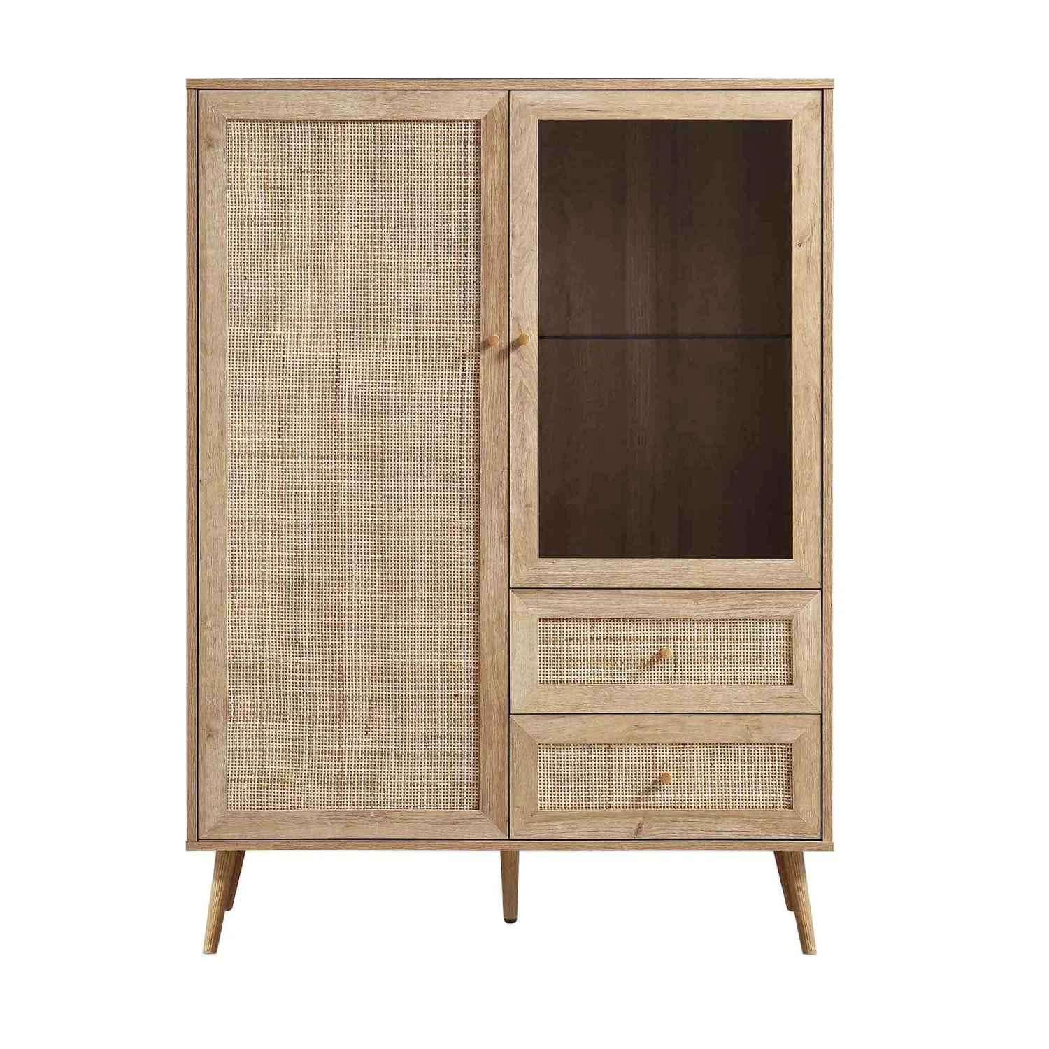Frances Woven Rattan Display Cabinet, Natural 3 Frances Woven Rattan Display Cabinet, Natural - Image 3