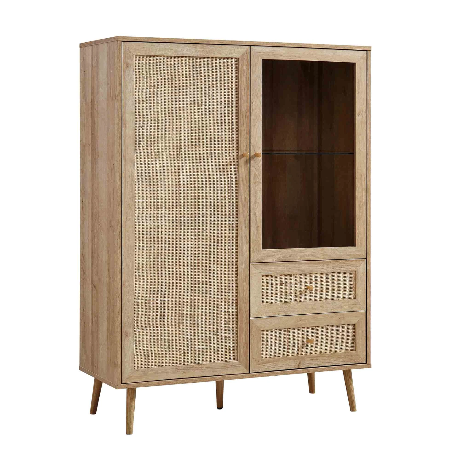 Frances Woven Rattan Display Cabinet, Natural 4 Frances Woven Rattan Display Cabinet, Natural - Image 4