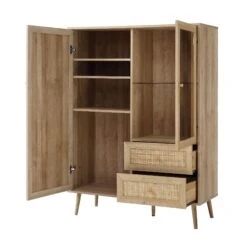 Frances Woven Rattan Display Cabinet, Natural 20 Frances Woven Rattan Display Cabinet, Natural -Daals Store FT CAB 01 NAT WB4