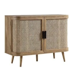 Izzy Curved Rattan 2-Door Small Sideboard, Natural -Daals Store FT CAB 03 NAT WB2