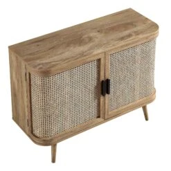 Izzy Curved Rattan 2-Door Small Sideboard, Natural -Daals Store FT CAB 03 NAT WB5