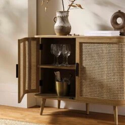 Izzy Curved Rattan 2-Door Small Sideboard, Natural -Daals Store FT CAB 03 NAT scene2