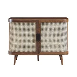 Izzy Curved Rattan 2-Door Small Sideboard, Walnut -Daals Store FT CAB 03 WALN WB1