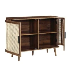 Izzy Curved Rattan 2-Door Small Sideboard, Walnut -Daals Store FT CAB 03 WALN WB3