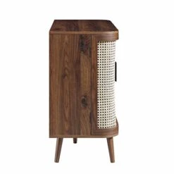 Izzy Curved Rattan 2-Door Small Sideboard, Walnut -Daals Store FT CAB 03 WALN WB4
