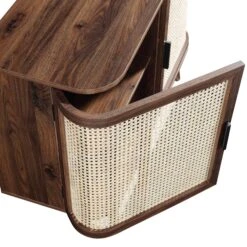 Izzy Curved Rattan 2-Door Small Sideboard, Walnut -Daals Store FT CAB 03 WALN detail1