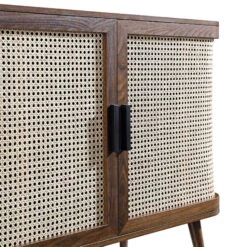 Izzy Curved Rattan 2-Door Small Sideboard, Walnut -Daals Store FT CAB 03 WALN detail2