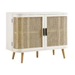 Izzy Curved Rattan 2-Door Small Sideboard, White -Daals Store FT CAB 03 WHITE WB2