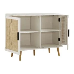 Izzy Curved Rattan 2-Door Small Sideboard, White -Daals Store FT CAB 03 WHITE WB3