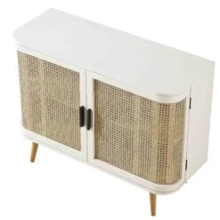 Izzy Curved Rattan 2-Door Small Sideboard, White -Daals Store FT CAB 03 WHITE WB5
