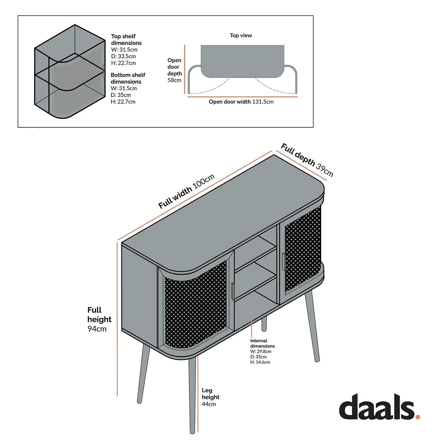 Izzy Curved Rattan 2-Door Buffet Sideboard, Natural 6 Izzy Curved Rattan 2-Door Buffet Sideboard, Natural - Image 6