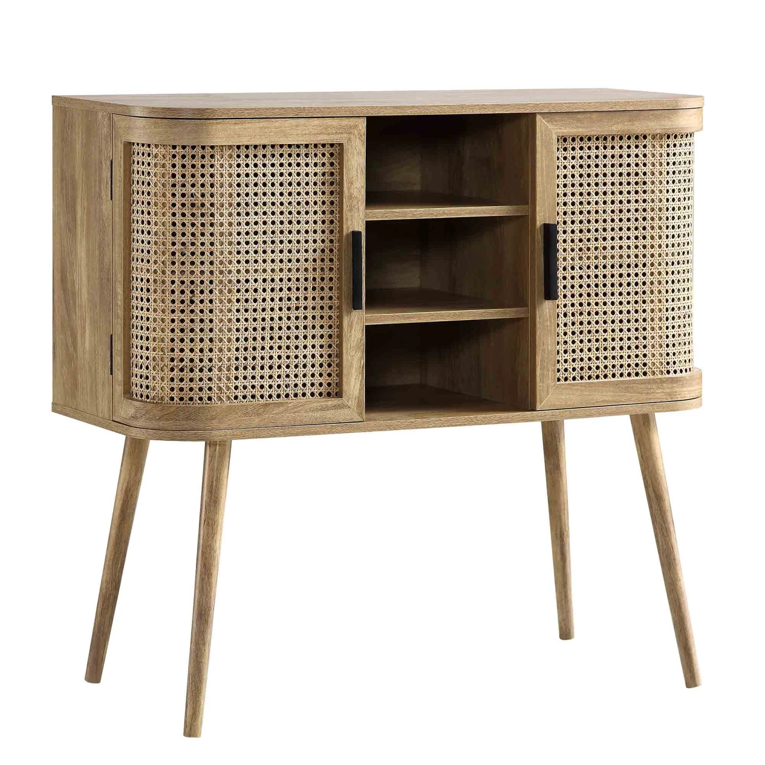 Izzy Curved Rattan 2-Door Buffet Sideboard, Natural 5 Izzy Curved Rattan 2-Door Buffet Sideboard, Natural - Image 5