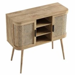 Izzy Curved Rattan 2-Door Buffet Sideboard, Natural 23 Izzy Curved Rattan 2-Door Buffet Sideboard, Natural -Daals Store FT CAB 04 NAT WB4