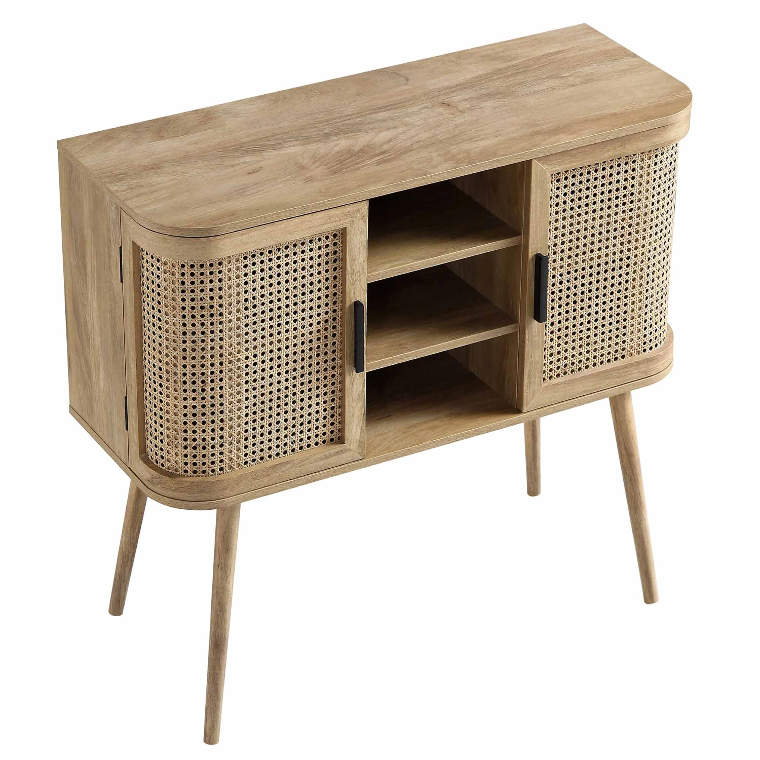 Izzy Curved Rattan 2-Door Buffet Sideboard, Natural 8 Izzy Curved Rattan 2-Door Buffet Sideboard, Natural - Image 8