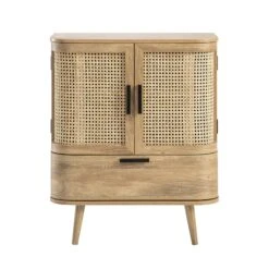 Izzy Curved Rattan 1-Drawer Small Sideboard, Natural -Daals Store FT CAB 05 NAT WB1