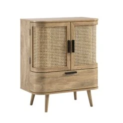 Izzy Curved Rattan 1-Drawer Small Sideboard, Natural -Daals Store FT CAB 05 NAT WB2