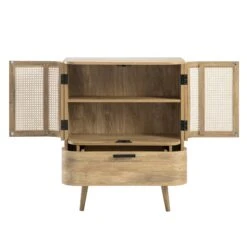 Izzy Curved Rattan 1-Drawer Small Sideboard, Natural -Daals Store FT CAB 05 NAT WB3