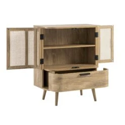 Izzy Curved Rattan 1-Drawer Small Sideboard, Natural -Daals Store FT CAB 05 NAT WB4
