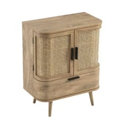 Izzy Curved Rattan 1-Drawer Small Sideboard, Natural -Daals Store FT CAB 05 NAT WB5