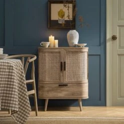 Izzy Curved Rattan 1-Drawer Small Sideboard, Natural -Daals Store FT CAB 05 NAT scene1