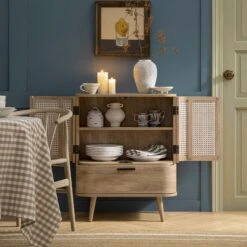 Izzy Curved Rattan 1-Drawer Small Sideboard, Natural -Daals Store FT CAB 05 NAT scene2