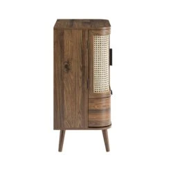 Izzy Curved Rattan 1-Drawer Small Sideboard, Walnut -Daals Store FT CAB 05 WALN WB6