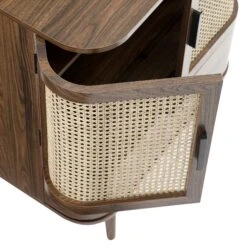 Izzy Curved Rattan 1-Drawer Small Sideboard, Walnut -Daals Store FT CAB 05 WALN detail3