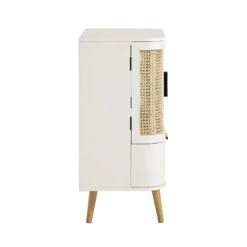 Izzy Curved Rattan 1-Drawer Small Sideboard, White -Daals Store FT CAB 05 WHITE WB6