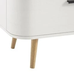 Izzy Curved Rattan 1-Drawer Small Sideboard, White -Daals Store FT CAB 05 WHITE detail4