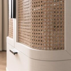 Izzy Curved Rattan 1-Drawer Small Sideboard, White -Daals Store FT CAB 05 WHITE scene5