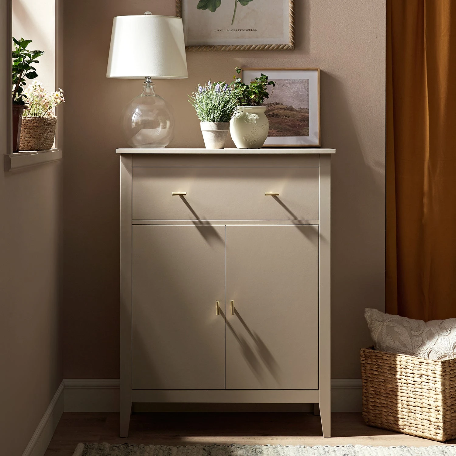Oakham Small Sideboard With Drawer, Deep Greige 1 Oakham Small Sideboard With Drawer, Deep Greige