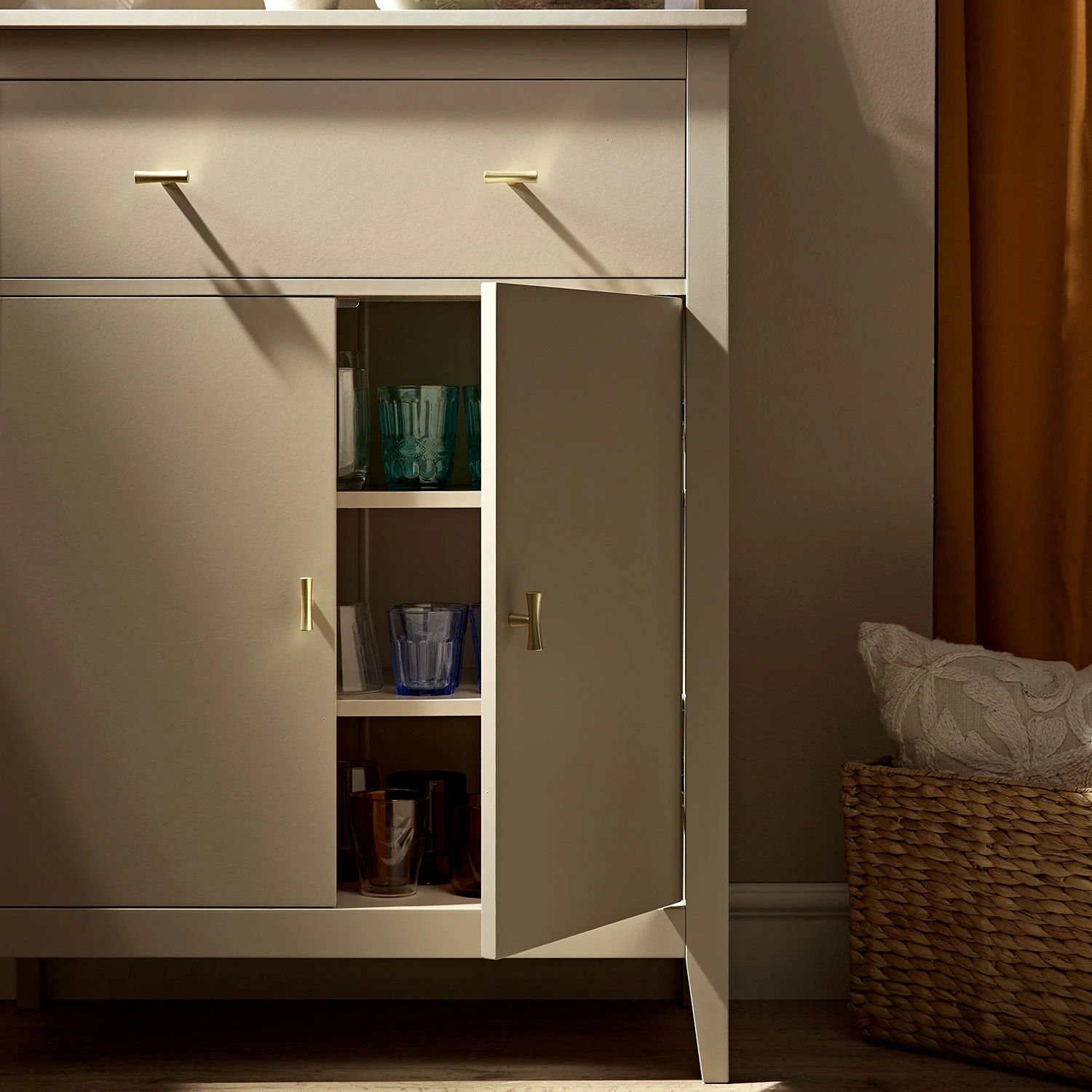 Oakham Small Sideboard With Drawer, Deep Greige 4 Oakham Small Sideboard With Drawer, Deep Greige - Image 4