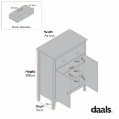 Oakham Small Sideboard With Drawer, Olive Grove -Daals Store FT CAB 06 CHART 2