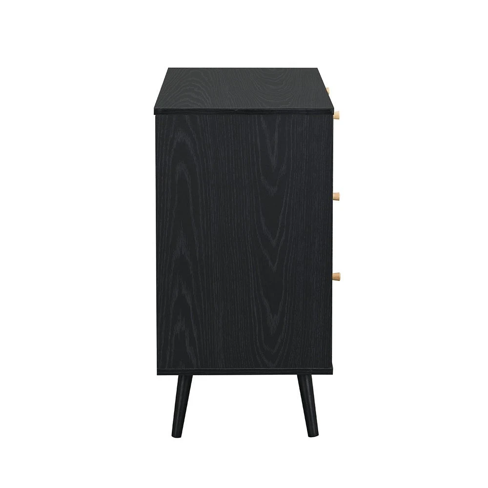 Anya Woven Rattan Chest Of 3 Drawer In Black Colour 4 Anya Woven Rattan Chest Of 3 Drawer In Black Colour - Image 4