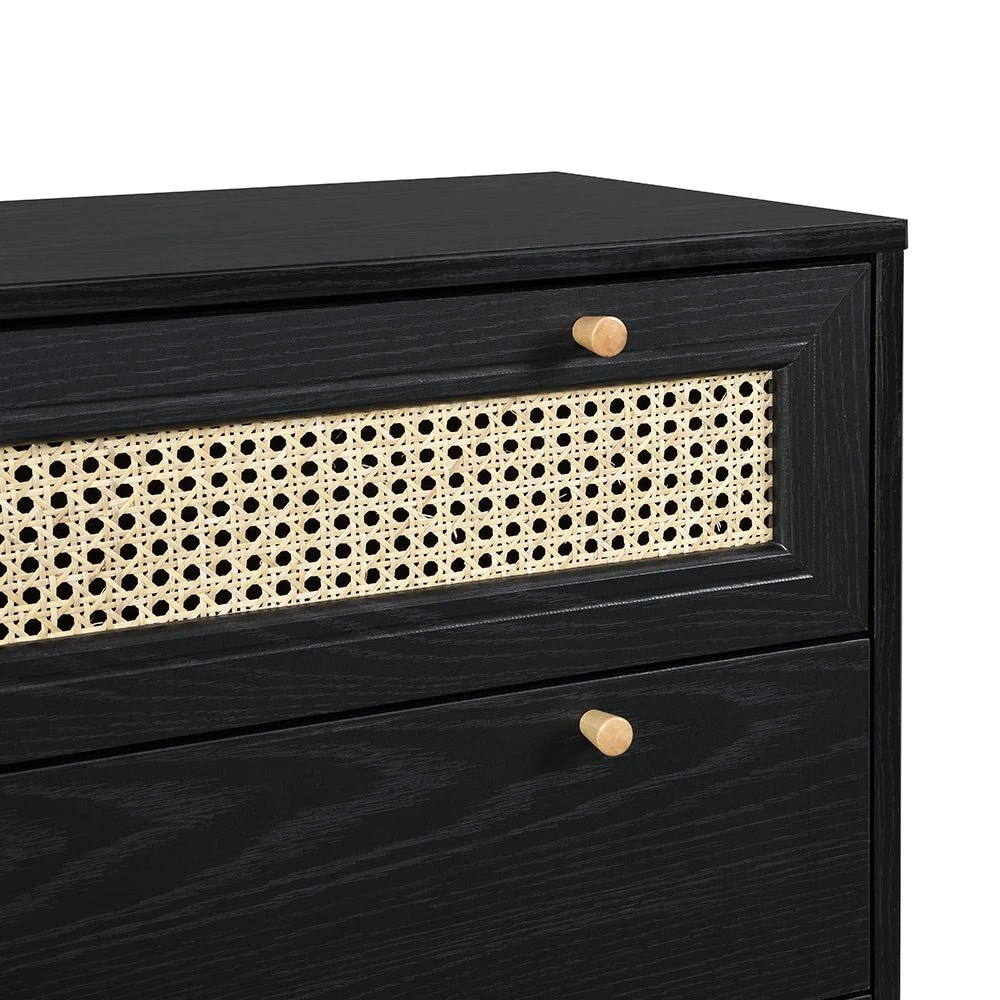 Anya Woven Rattan Chest Of 3 Drawer In Black Colour 6 Anya Woven Rattan Chest Of 3 Drawer In Black Colour - Image 6