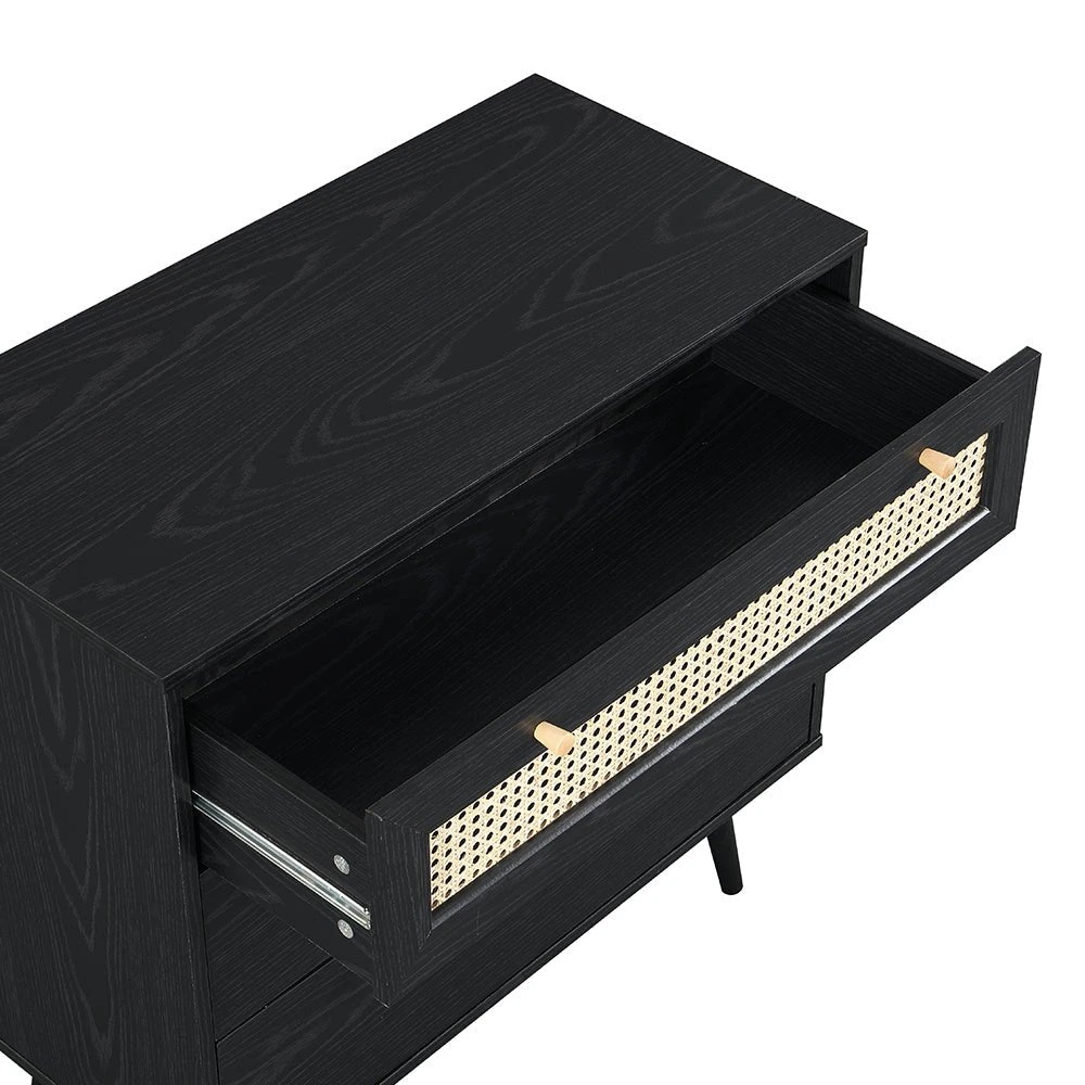 Anya Woven Rattan Chest Of 3 Drawer In Black Colour 7 Anya Woven Rattan Chest Of 3 Drawer In Black Colour - Image 7