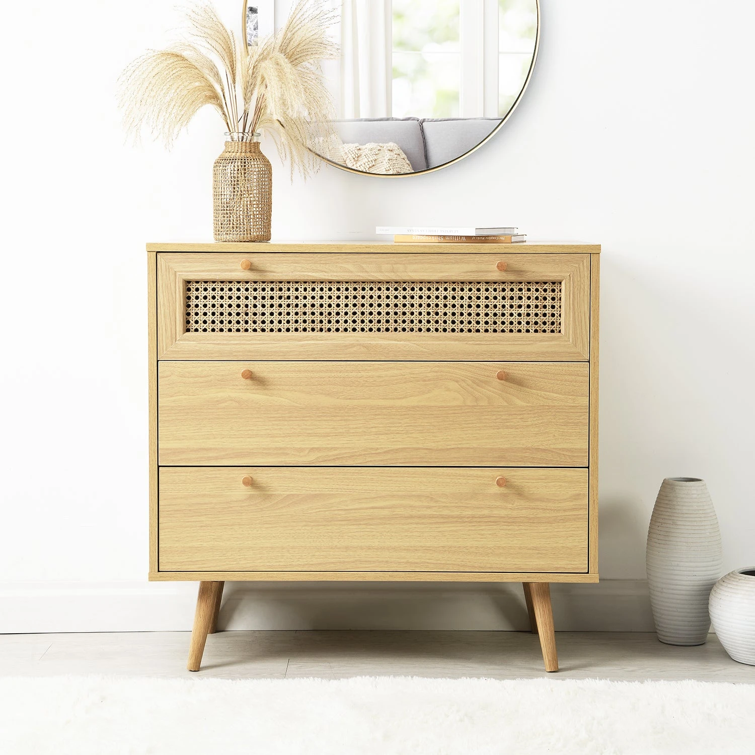 Anya Woven Rattan Chest Of 3 Drawer In Natural Colour 2 Anya Woven Rattan Chest Of 3 Drawer In Natural Colour - Image 2