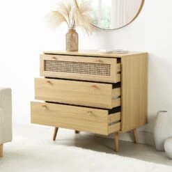 Anya Woven Rattan Chest Of 3 Drawer In Natural Colour 11 Anya Woven Rattan Chest Of 3 Drawer In Natural Colour -Daals Store FT COD 001 NATURAL scene2