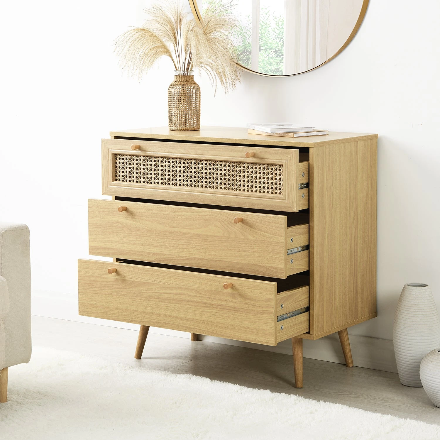 Anya Woven Rattan Chest Of 3 Drawer In Natural Colour 3 Anya Woven Rattan Chest Of 3 Drawer In Natural Colour - Image 3