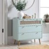 Anya Woven Rattan Chest Of 3 Drawer In Mint Colour
