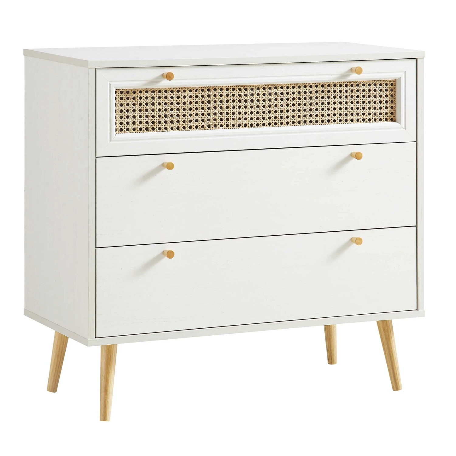Anya Woven Rattan Chest Of 3 Drawers In White 3 Anya Woven Rattan Chest Of 3 Drawers In White - Image 3
