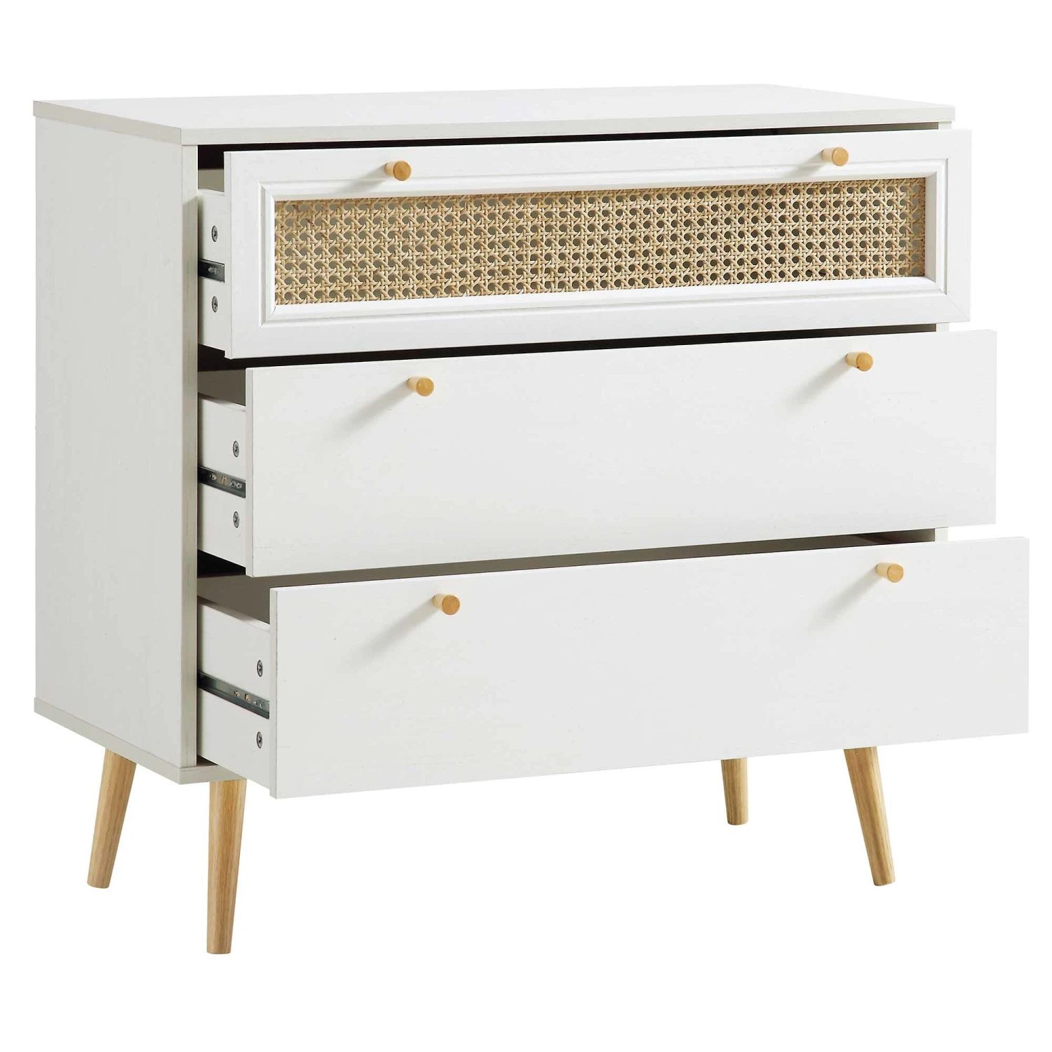 Anya Woven Rattan Chest Of 3 Drawers In White 6 Anya Woven Rattan Chest Of 3 Drawers In White - Image 6