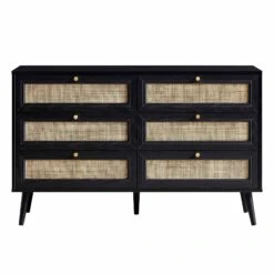 Frances Woven Rattan Chest Of 6 Drawers, Black 14 Frances Woven Rattan Chest Of 6 Drawers, Black -Daals Store FT COD 002 BLACK WB1