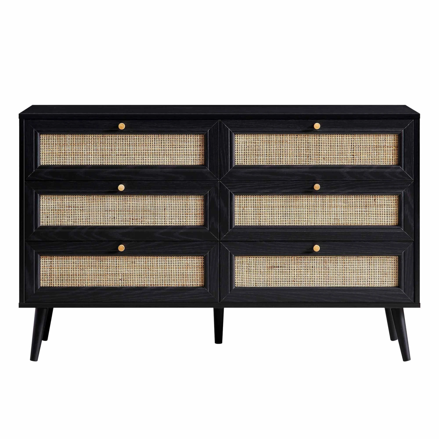 Frances Woven Rattan Chest Of 6 Drawers, Black 3 Frances Woven Rattan Chest Of 6 Drawers, Black - Image 3