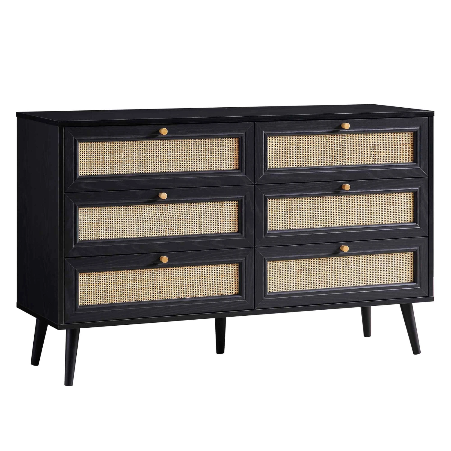 Frances Woven Rattan Chest Of 6 Drawers, Black 4 Frances Woven Rattan Chest Of 6 Drawers, Black - Image 4
