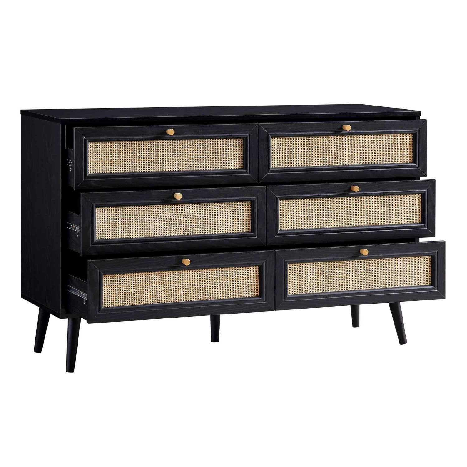 Frances Woven Rattan Chest Of 6 Drawers, Black 6 Frances Woven Rattan Chest Of 6 Drawers, Black - Image 6