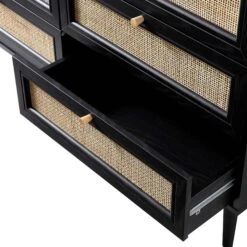 Frances Woven Rattan Chest Of 6 Drawers, Black 20 Frances Woven Rattan Chest Of 6 Drawers, Black -Daals Store FT COD 002 BLACK detail2