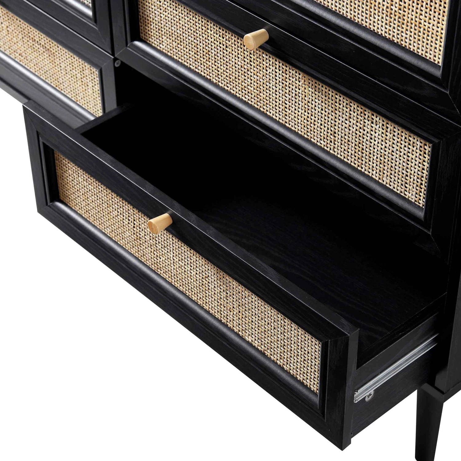 Frances Woven Rattan Chest Of 6 Drawers, Black 9 Frances Woven Rattan Chest Of 6 Drawers, Black - Image 9