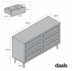 Frances Woven Rattan Chest Of 6 Drawers, Black 16 Frances Woven Rattan Chest Of 6 Drawers, Black -Daals Store FT COD 002 CHART 2